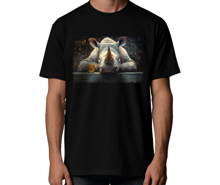 Koszulka Nosorożec z drinkiem ,100% bawełna luźna koszulka, t-shirt
